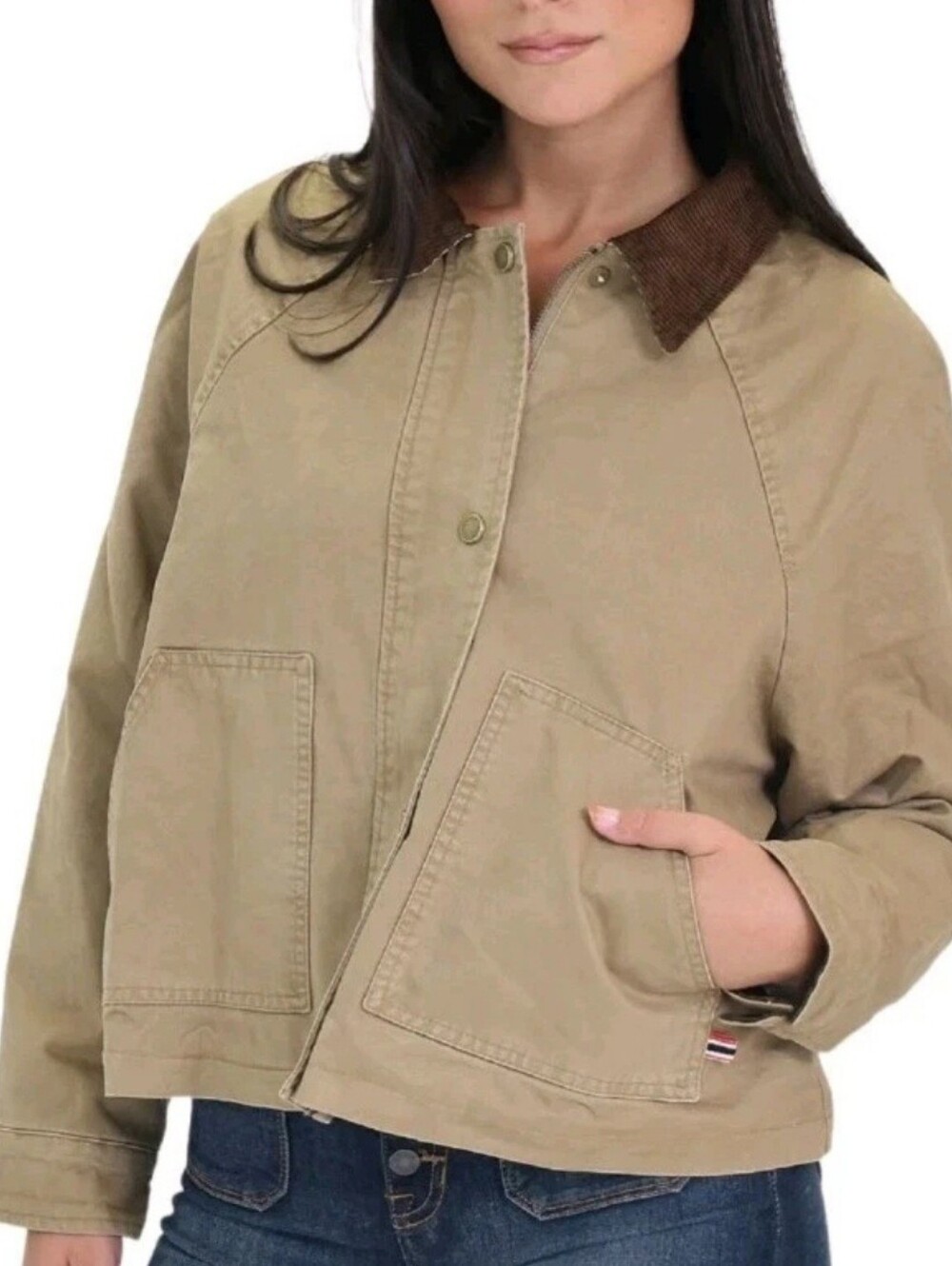 Hunter Tan Jacket with Brown Corduroy Collar NWT